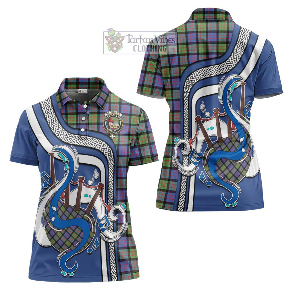 MacDonald Ancient Tartan Women's Polo Shirt with Epic Bagpipe Style Women - Tartanvibesclothing Shop