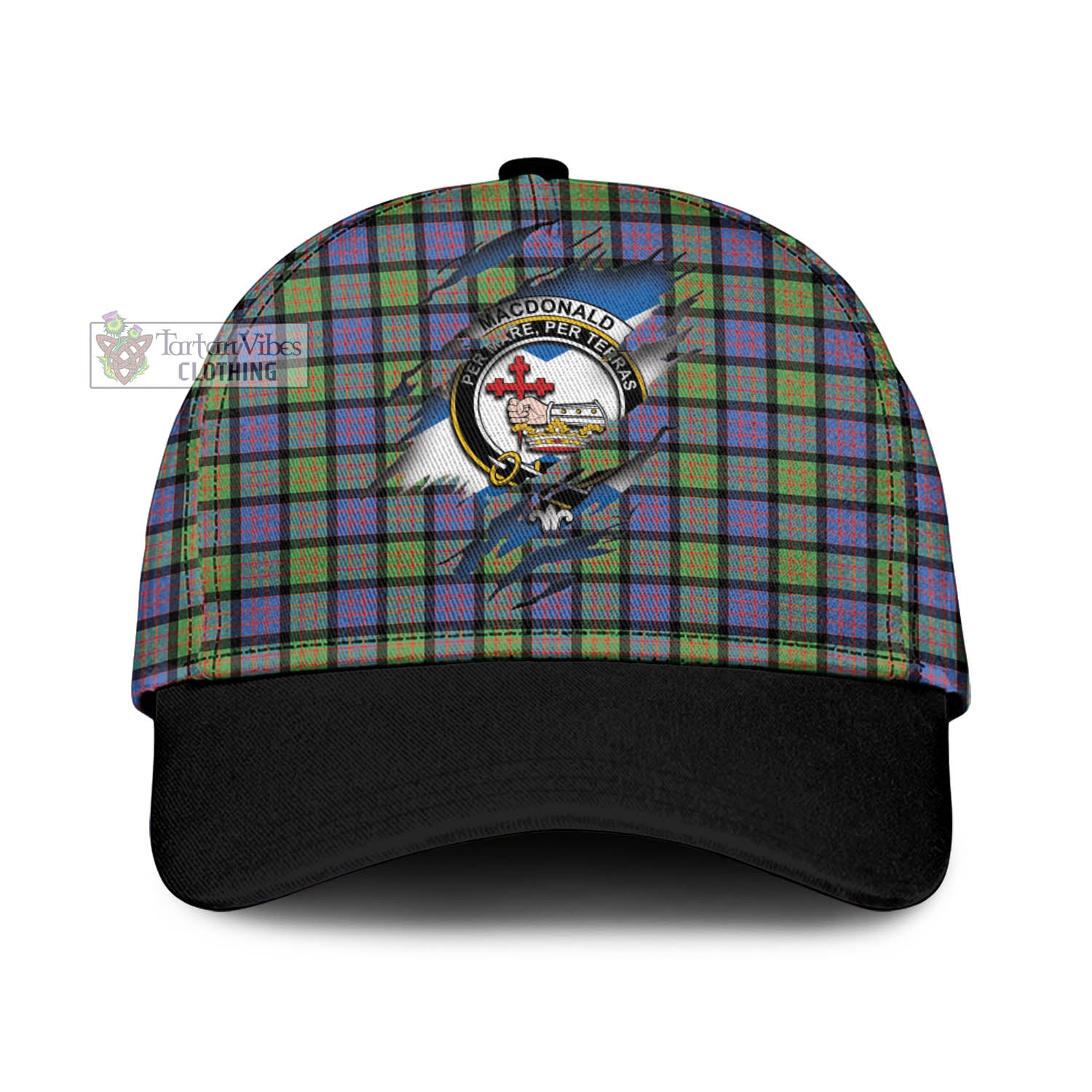 Tartan Vibes Clothing MacDonald Ancient Tartan Classic Cap with Family Crest In Me Style