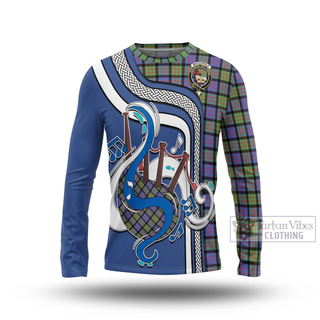 Tartan Vibes Clothing MacDonald Ancient Tartan Long Sleeve T-Shirt with Epic Bagpipe Style