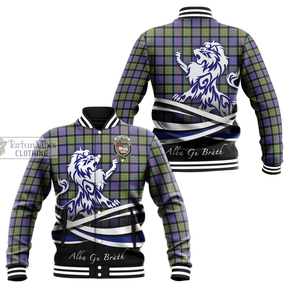 MacDonald Ancient Tartan Baseball Jacket with Alba Gu Brath Regal Lion Emblem Unisex - Tartanvibesclothing Shop