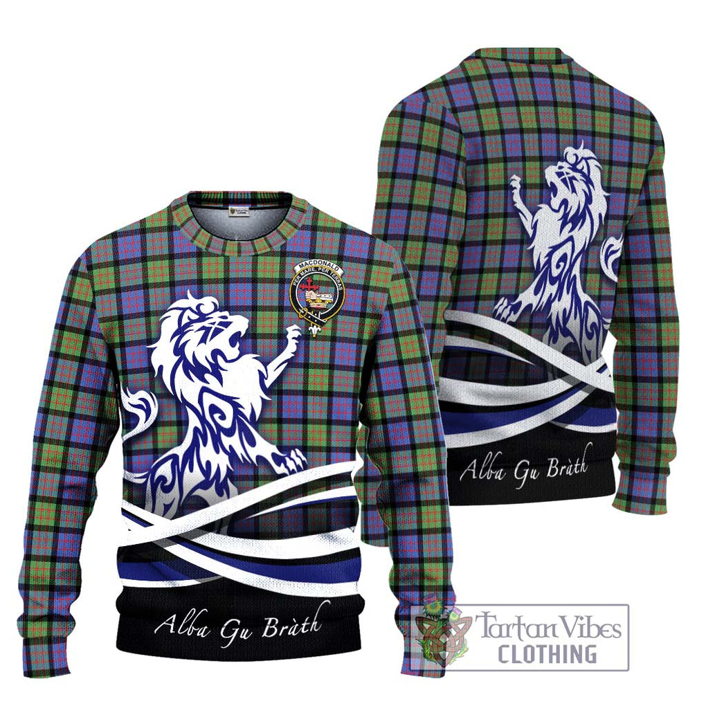 MacDonald Ancient Tartan Knitted Sweater with Alba Gu Brath Regal Lion Emblem Unisex - Tartanvibesclothing Shop