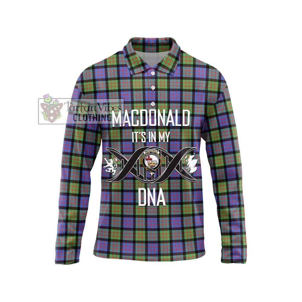 MacDonald Ancient Tartan Long Sleeve Polo Shirt with Family Crest DNA In Me Style Unisex - Tartanvibesclothing Shop