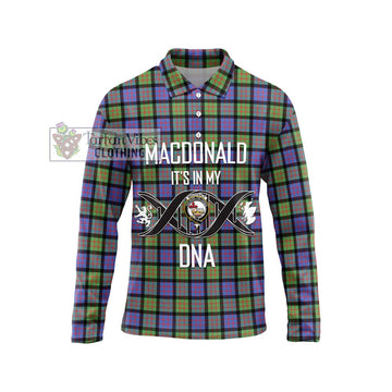 MacDonald Ancient Tartan Long Sleeve Polo Shirt with Family Crest DNA In Me Style