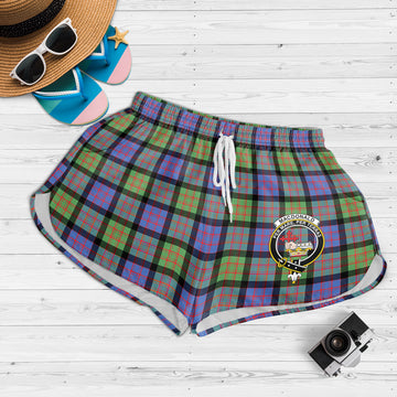 MacDonald Ancient Tartan Womens Shorts with Family Crest