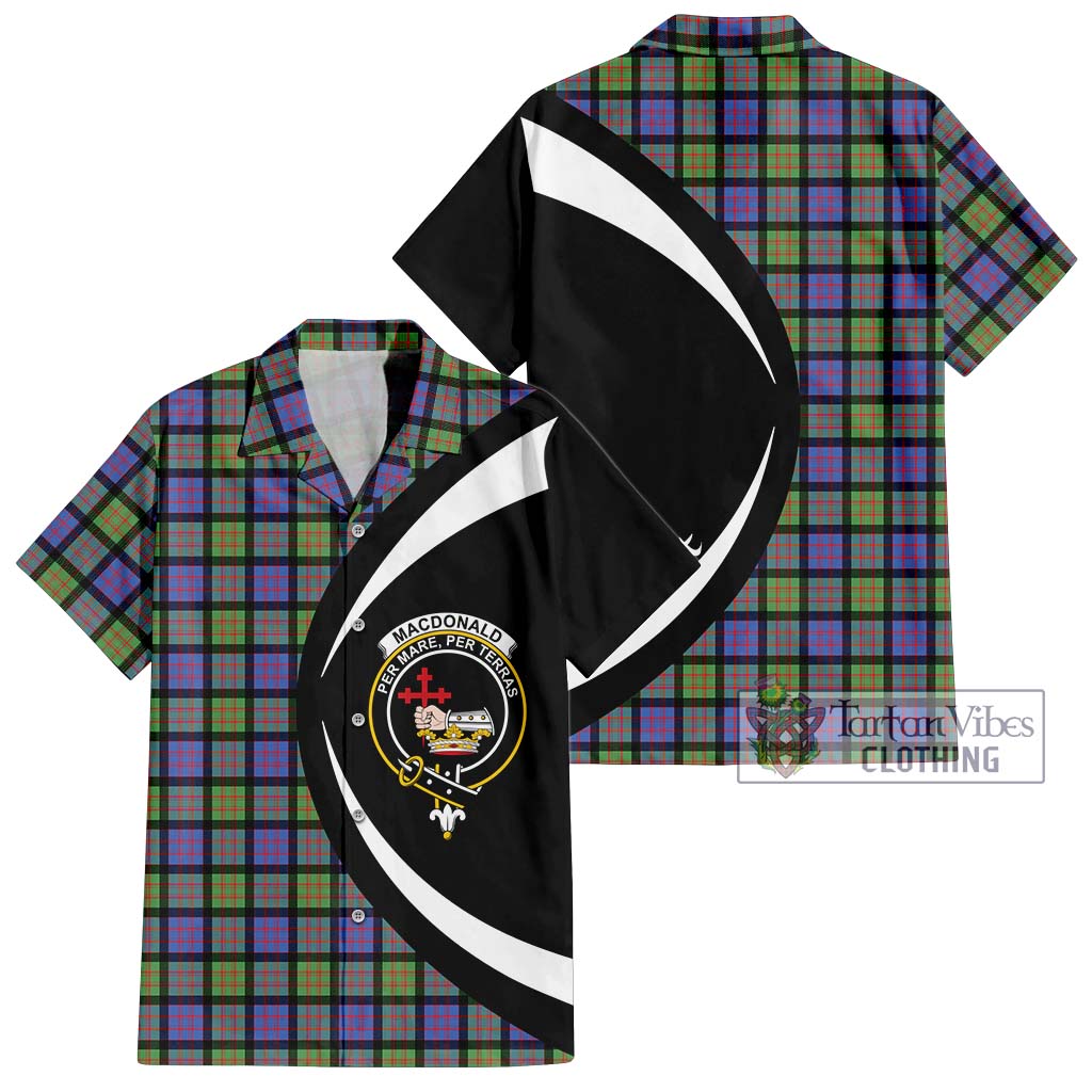 MacDonald Ancient Tartan Short Sleeve Button Up with Family Crest Circle Style Kid - Tartan Vibes Clothing