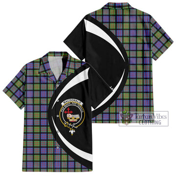 MacDonald Ancient Tartan Short Sleeve Button Up with Family Crest Circle Style