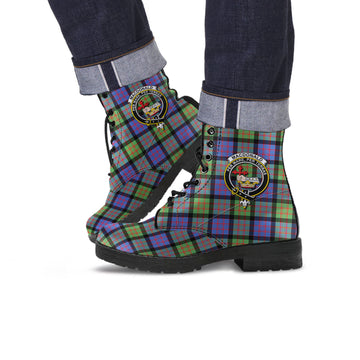 MacDonald Ancient Tartan Leather Boots with Family Crest