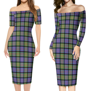 MacDonald Ancient Tartan Off Shoulder Lady Dress