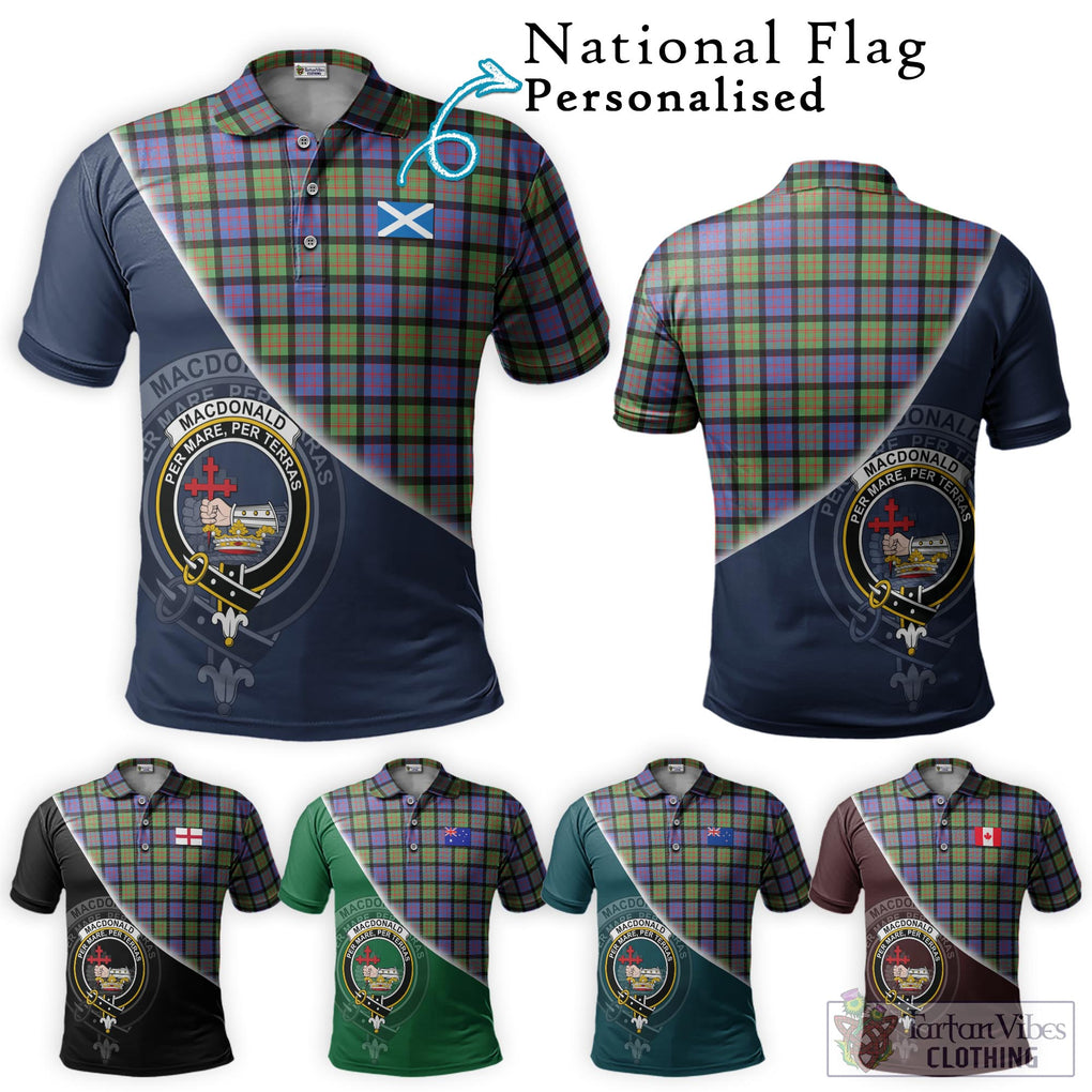 MacDonald Ancient Tartan Polo Shirt with Personalised National Flag and Family Crest Half Style Maroon - Tartanvibesclothing Shop