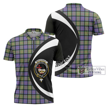 MacDonald Ancient Tartan Zipper Polo Shirt with Family Crest Circle Style