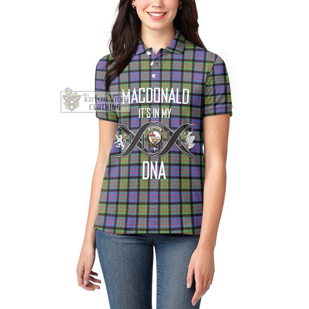 MacDonald Ancient Tartan Women's Polo Shirt with Family Crest DNA In Me Style Women - Tartanvibesclothing Shop