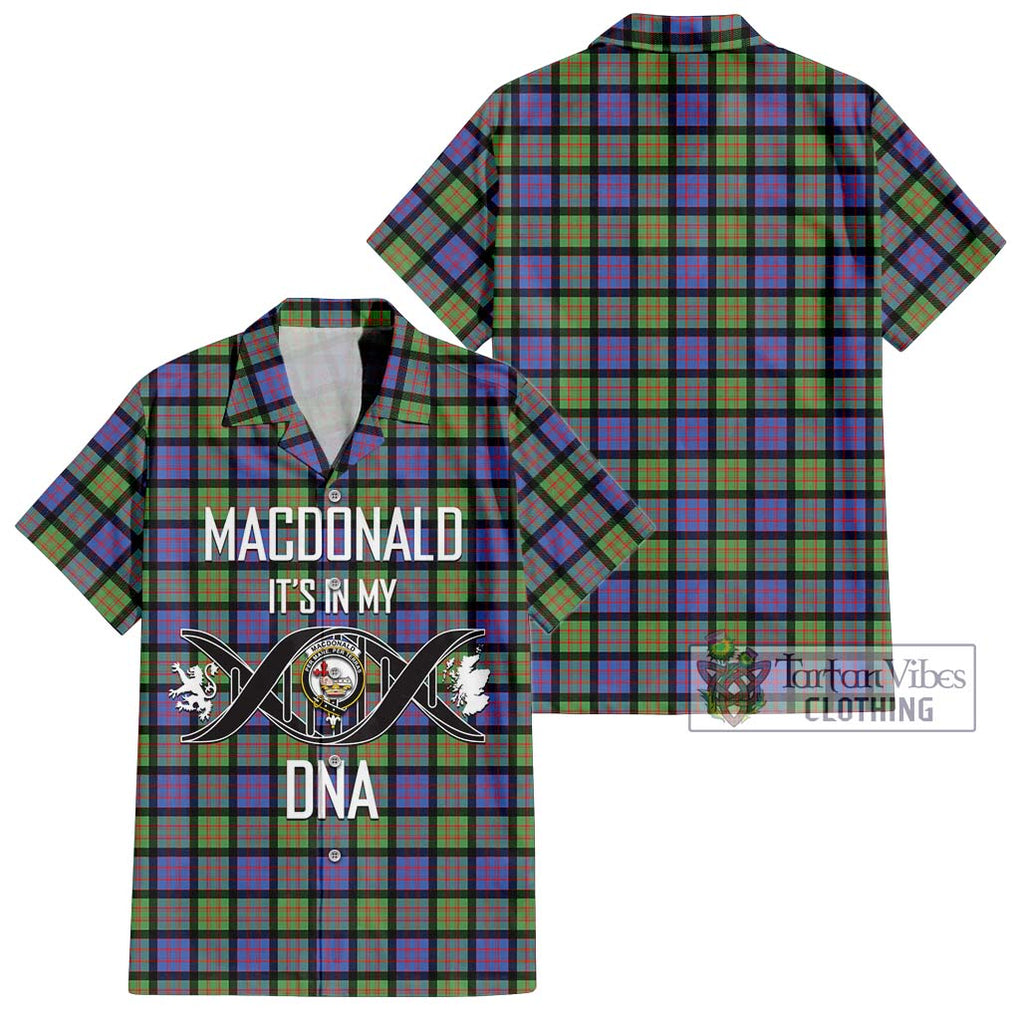 MacDonald Ancient Tartan Short Sleeve Button Shirt with Family Crest DNA In Me Style Kid - Tartanvibesclothing Shop