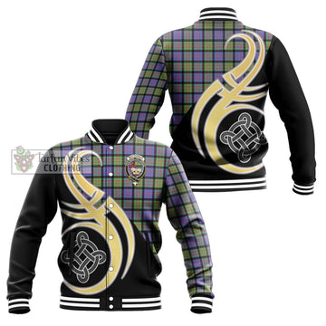 MacDonald Ancient Tartan Baseball Jacket with Family Crest and Celtic Symbol Style