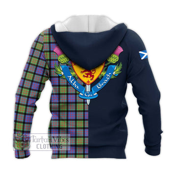 MacDonald Ancient Tartan Knitted Hoodie Alba with Scottish Lion Royal Arm Half Style