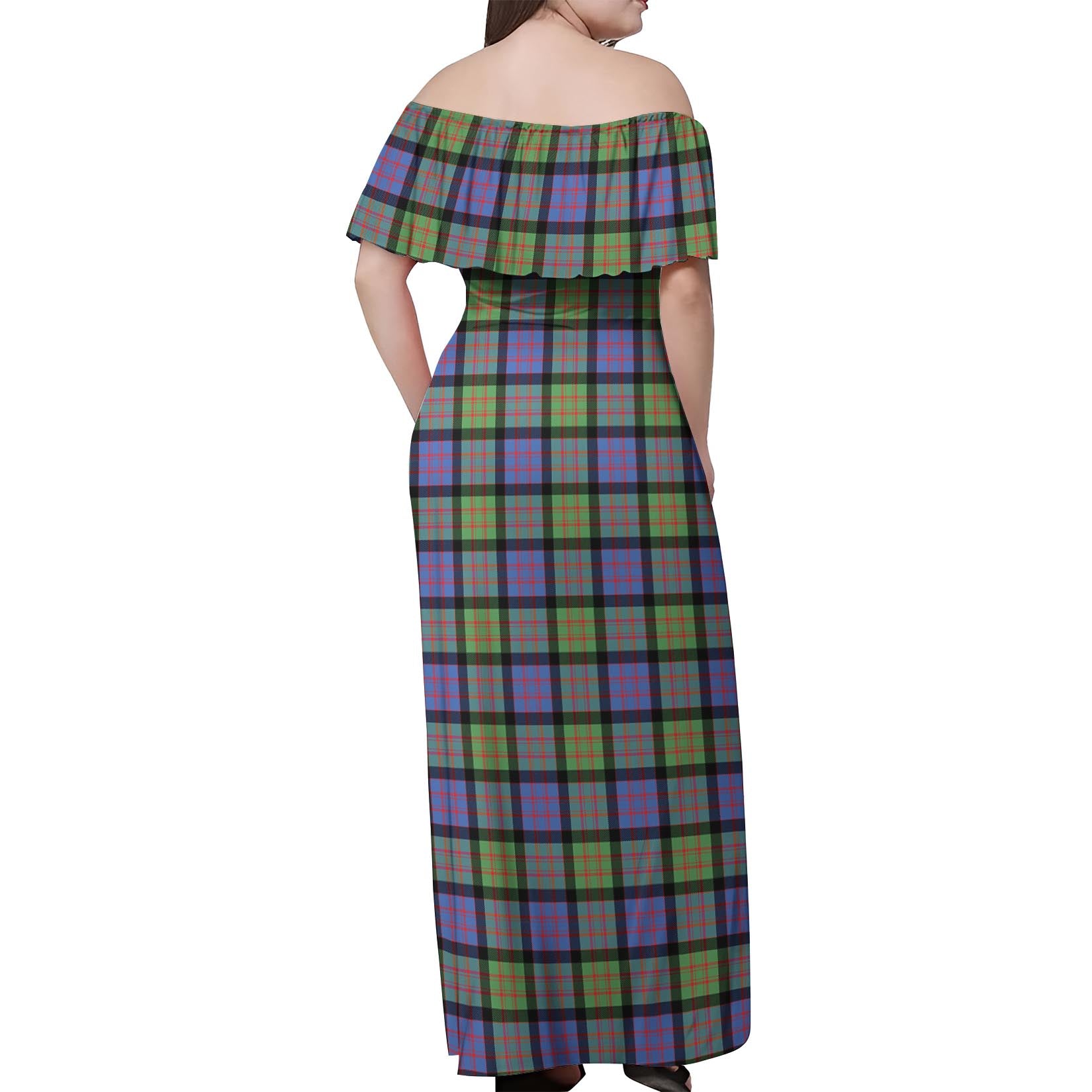 MacDonald Ancient Tartan Off Shoulder Long Dress - Tartanvibesclothing