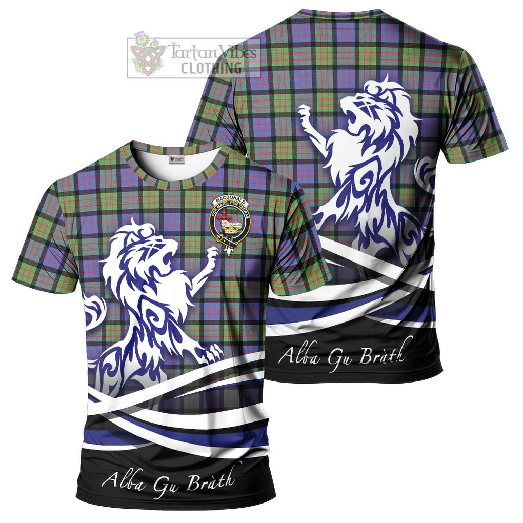 Tartan Vibes Clothing MacDonald Ancient Tartan Cotton T-shirt with Alba Gu Brath Regal Lion Emblem