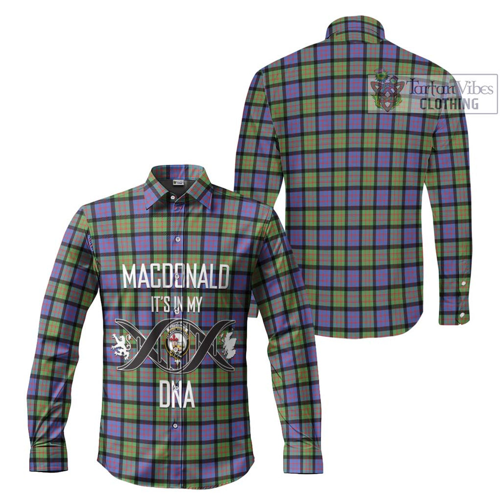 MacDonald Ancient Tartan Long Sleeve Button Shirt with Family Crest DNA In Me Style Men's Shirt - Tartanvibesclothing Shop