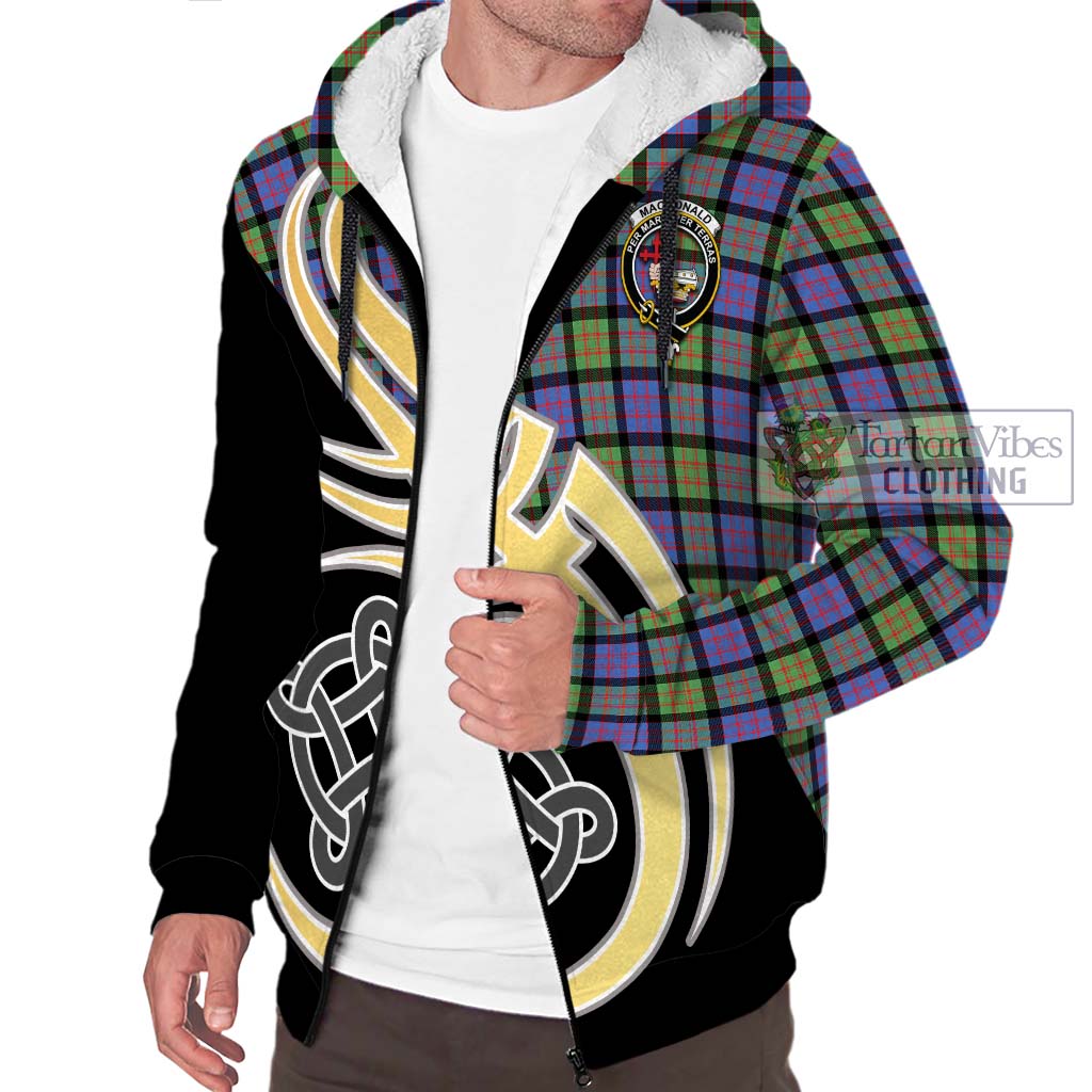 MacDonald Ancient Tartan Sherpa Hoodie with Family Crest and Celtic Symbol Style - Tartan Vibes Clothing