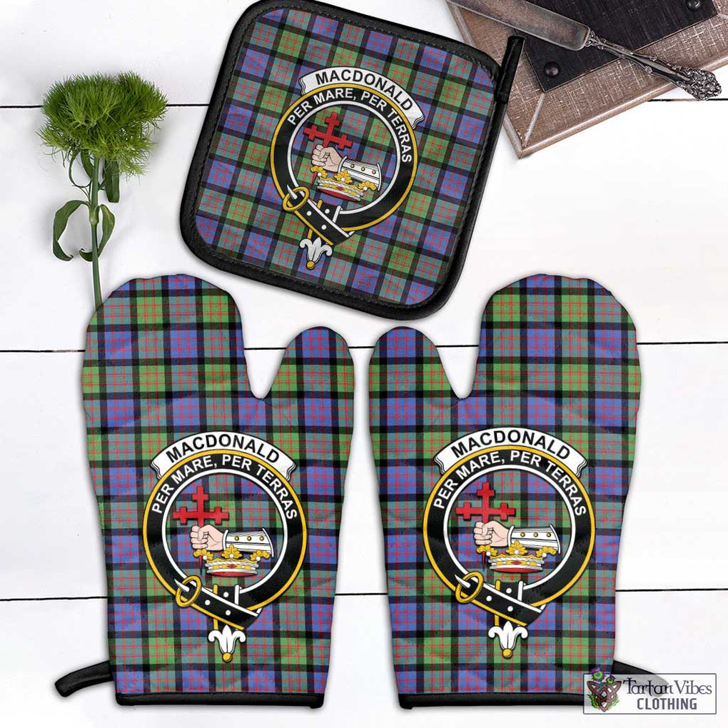 MacDonald Ancient Tartan Combo Oven Mitt & Pot-Holder with Family Crest Combo 1 Oven Mitt & 1 Pot-Holder Black - Tartan Vibes Clothing