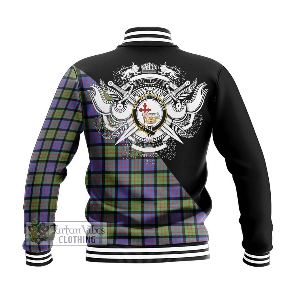 MacDonald Ancient Tartan Baseball Jacket with Family Crest and Military Logo Style - Tartanvibesclothing Shop