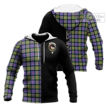 MacDonald Ancient Tartan Knitted Hoodie with Family Crest and Half Of Me Style