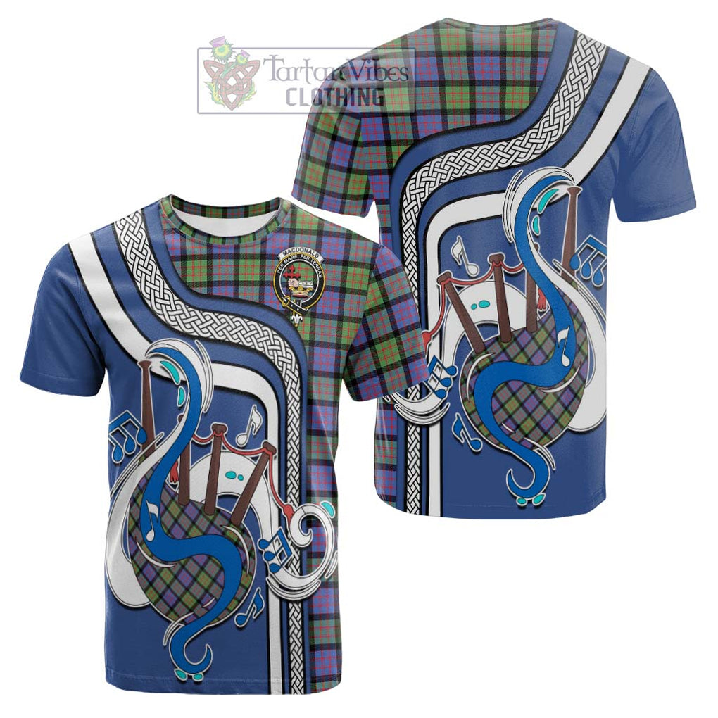 Tartan Vibes Clothing MacDonald Ancient Tartan Cotton T-shirt with Epic Bagpipe Style