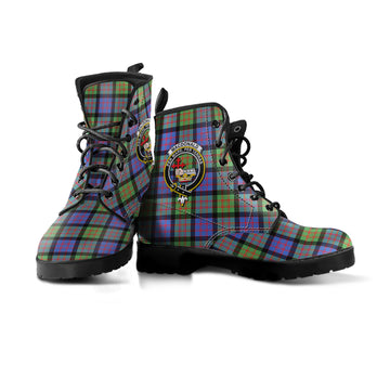 MacDonald Ancient Tartan Leather Boots with Family Crest