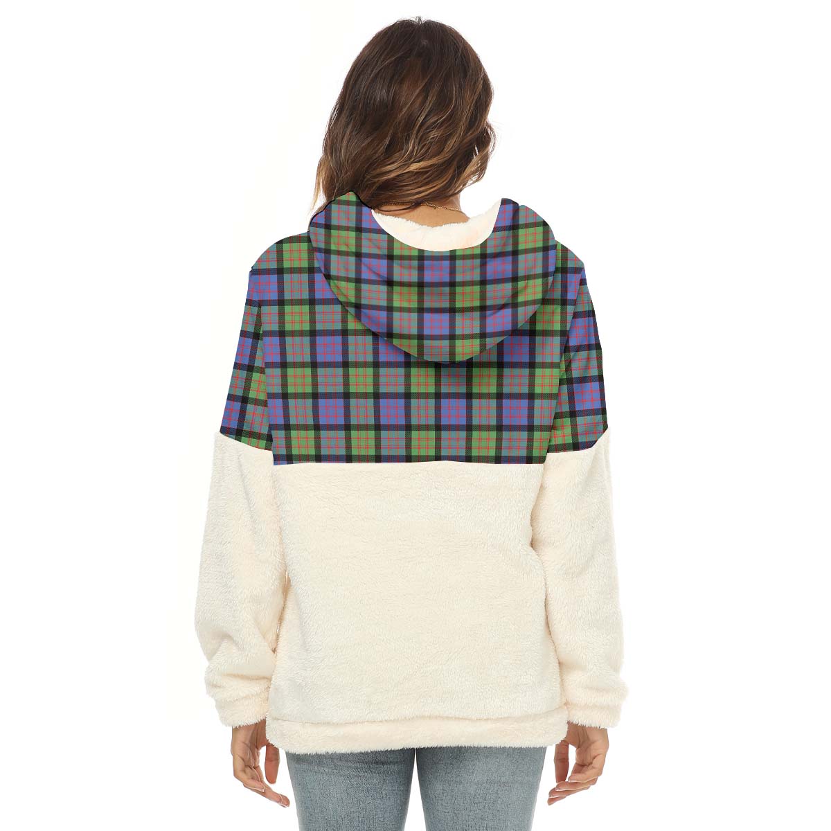 MacDonald Ancient Tartan Women's Borg Fleece Hoodie With Half Zip - Tartan Vibes Clothing