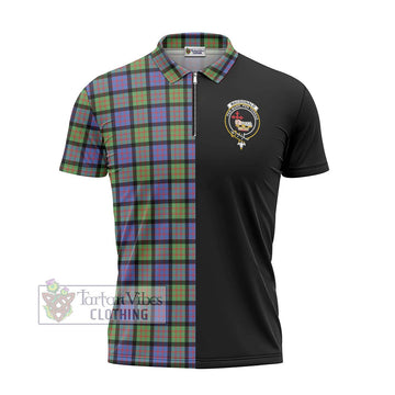 MacDonald Ancient Tartan Zipper Polo Shirt with Family Crest and Half Of Me Style