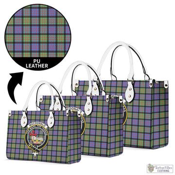 MacDonald Ancient Tartan Luxury Leather Handbags with Family Crest