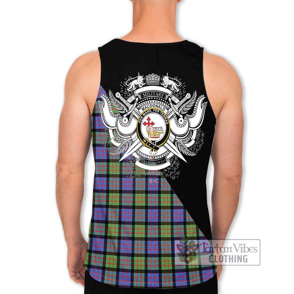 MacDonald Ancient Tartan Men's Tank Top with Family Crest and Military Logo Style - Tartanvibesclothing Shop