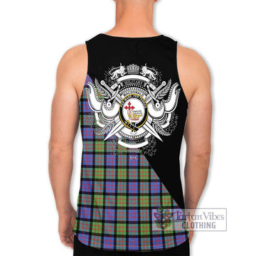 MacDonald Ancient Tartan Men's Tank Top with Family Crest and Military Logo Style