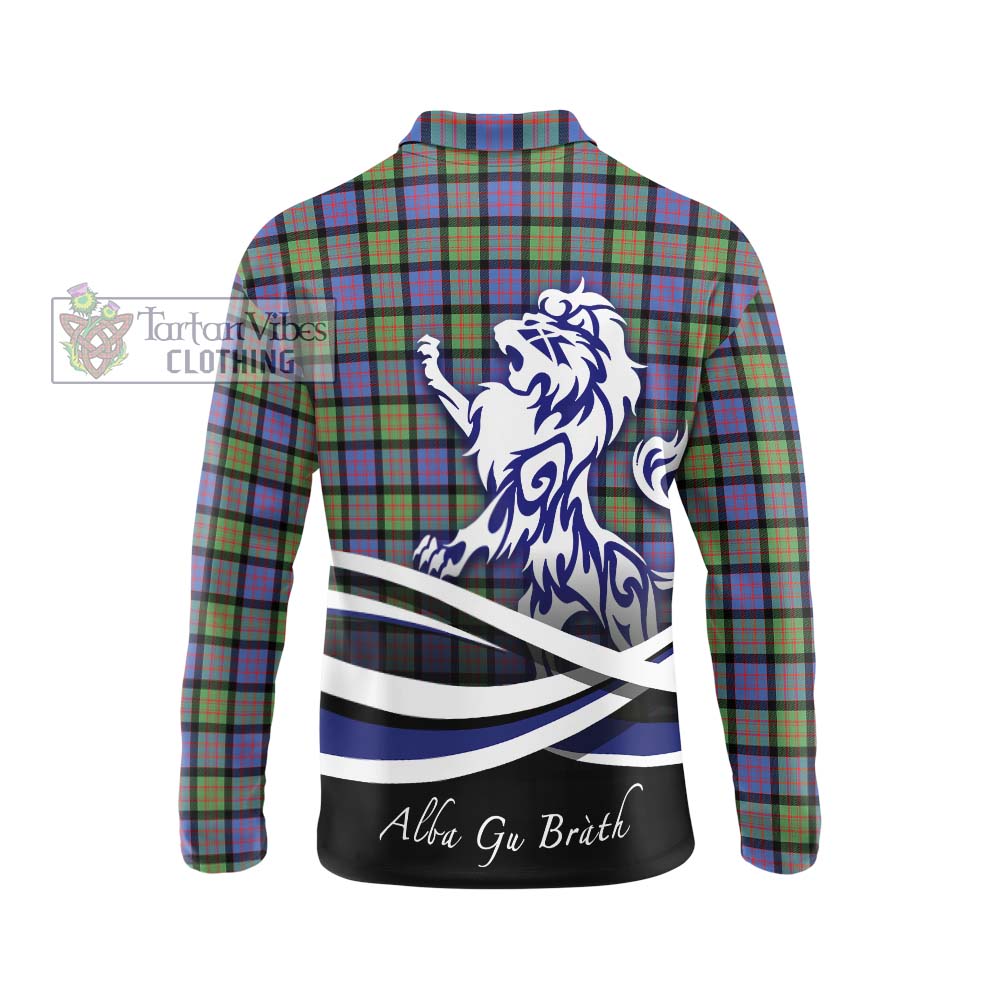 MacDonald Ancient Tartan Long Sleeve Polo Shirt with Alba Gu Brath Regal Lion Emblem - Tartanvibesclothing Shop