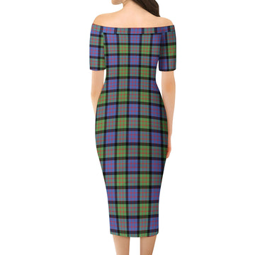 MacDonald Ancient Tartan Off Shoulder Lady Dress