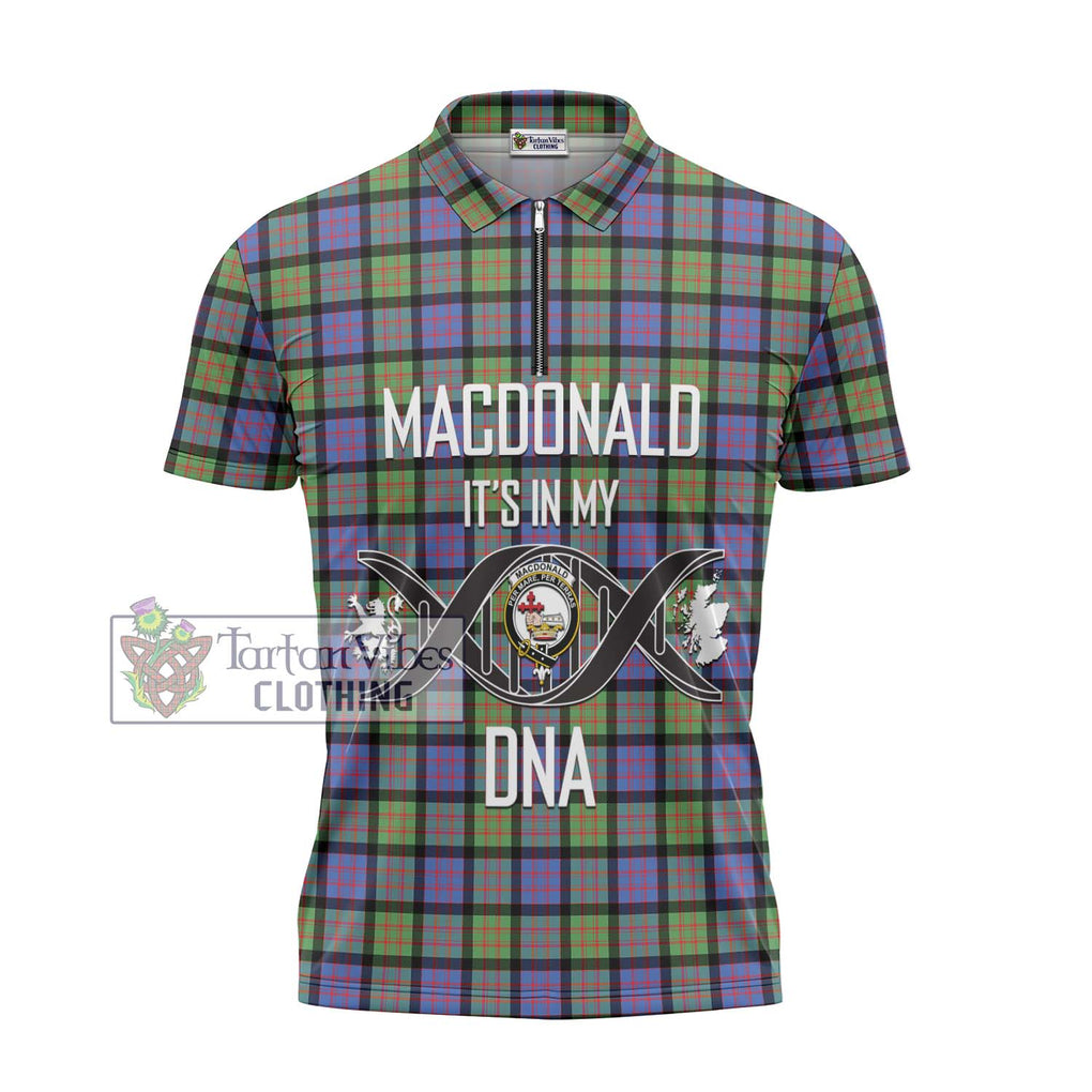 MacDonald Ancient Tartan Zipper Polo Shirt with Family Crest DNA In Me Style - Tartanvibesclothing Shop