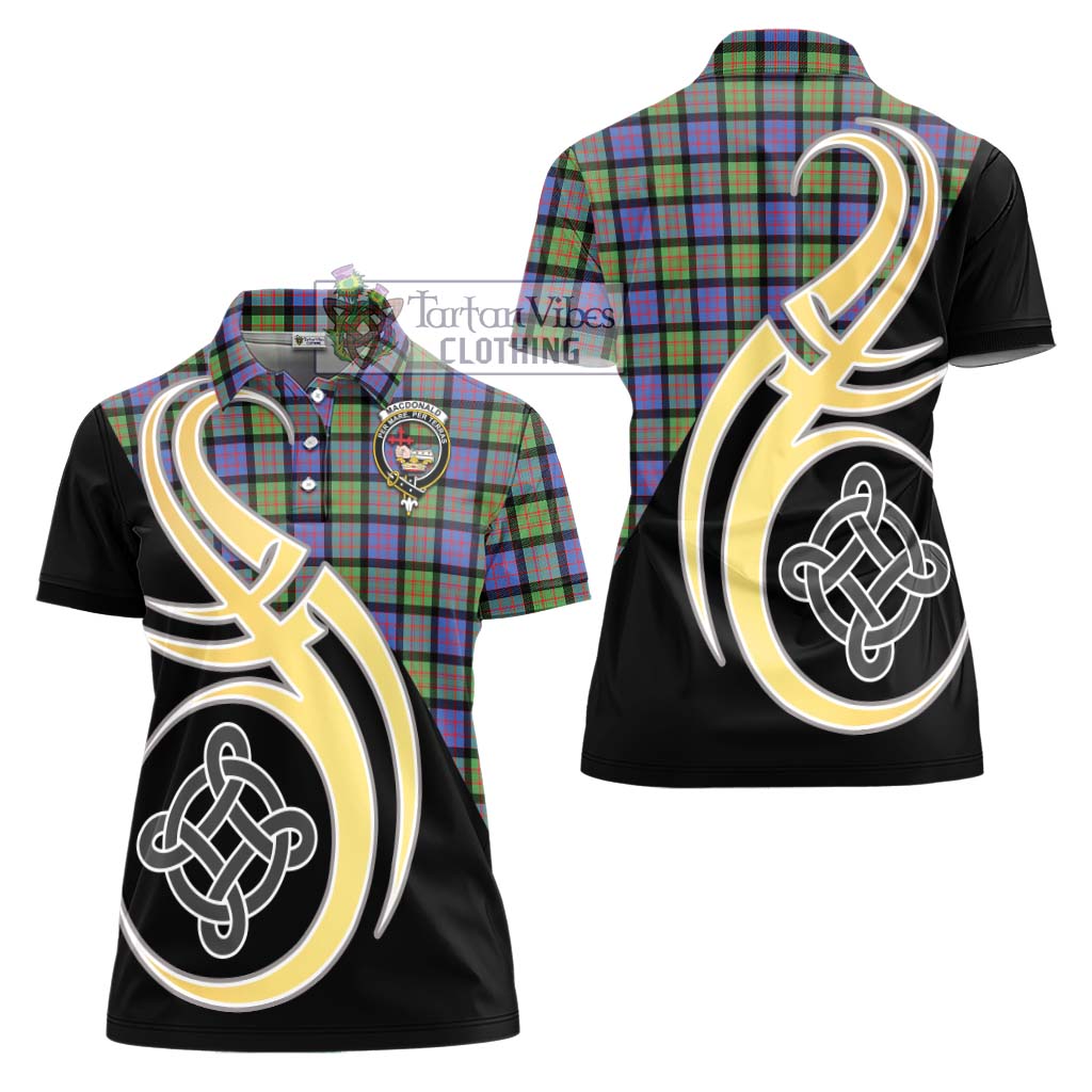 MacDonald Ancient Tartan Women's Polo Shirt with Family Crest and Celtic Symbol Style - Tartan Vibes Clothing