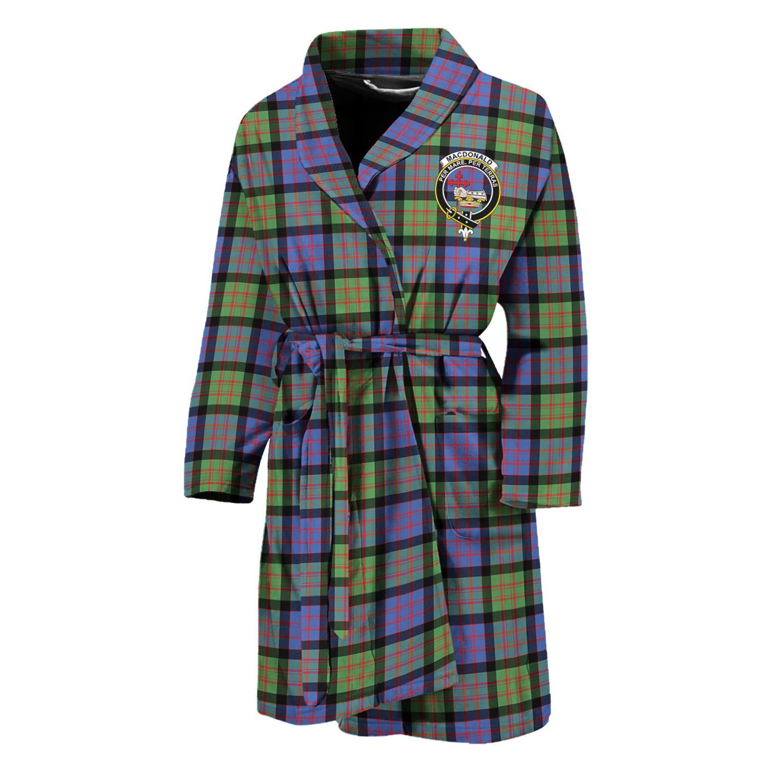 MacDonald Ancient Tartan Bathrobe with Family Crest Unisex M - Tartan Vibes Clothing