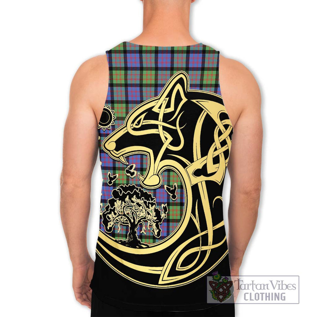 MacDonald Ancient Tartan Men's Tank Top with Family Crest Celtic Wolf Style - Tartan Vibes Clothing