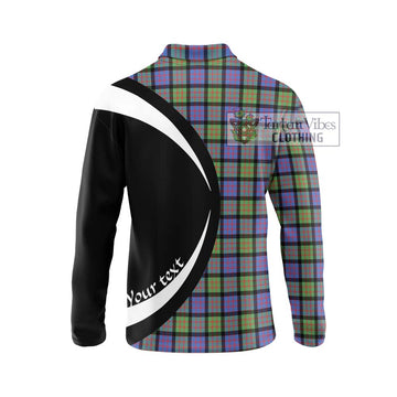 MacDonald Ancient Tartan Long Sleeve Polo Shirt with Family Crest Circle Style