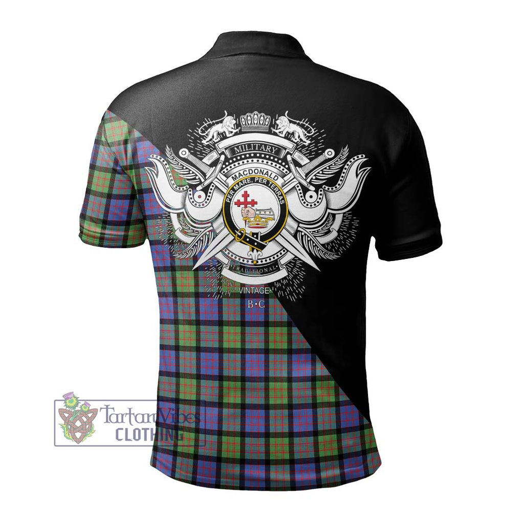 MacDonald Ancient Tartan Polo Shirt with Family Crest and Military Logo Style - Tartanvibesclothing Shop