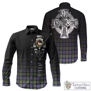 MacDonald Ancient Tartan Long Sleeve Button Up Featuring Alba Gu Brath Family Crest Celtic Inspired