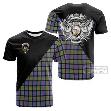 MacDonald Ancient Tartan Cotton T-shirt with Family Crest and Military Logo Style