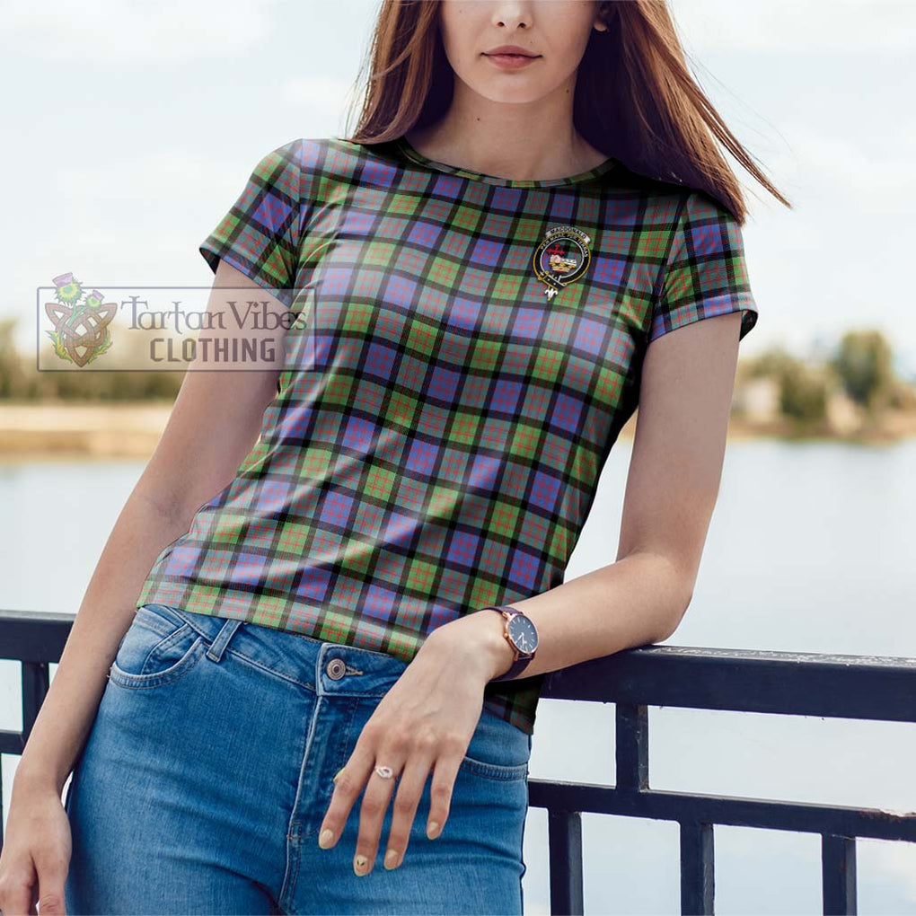 MacDonald Ancient Tartan Cotton T-Shirt with Family Crest Women's Shirt - Tartanvibesclothing Shop