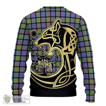 MacDonald Ancient Tartan Ugly Sweater with Family Crest Celtic Wolf Style