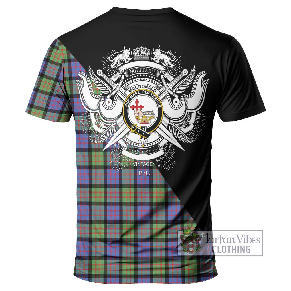 MacDonald Ancient Tartan T-Shirt with Family Crest and Military Logo Style - Tartanvibesclothing Shop