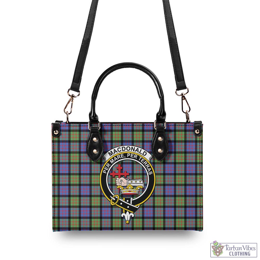 Tartan Vibes Clothing MacDonald Ancient Tartan Luxury Leather Handbags with Family Crest