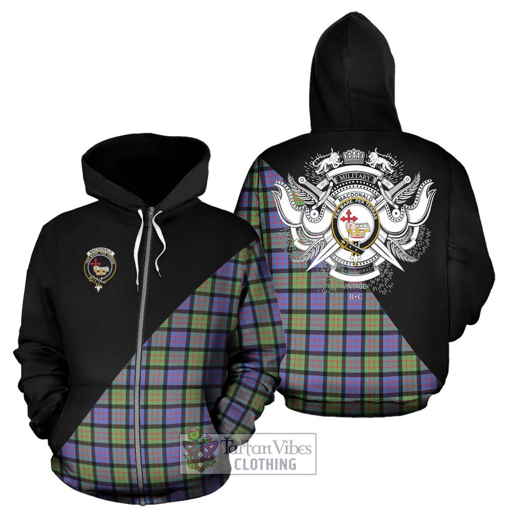 MacDonald Ancient Tartan Hoodie with Family Crest and Military Logo Style - Tartanvibesclothing Shop