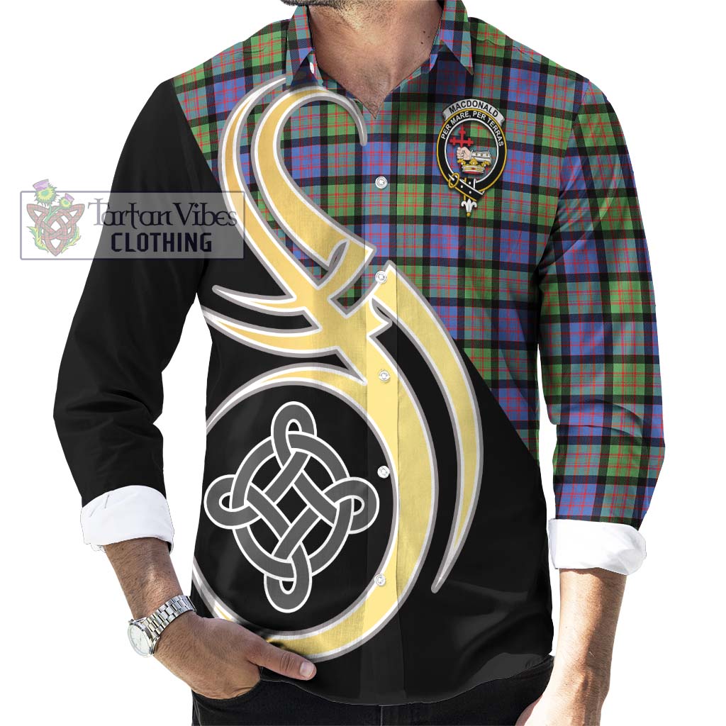 MacDonald Ancient Tartan Long Sleeve Button Shirt with Family Crest and Celtic Symbol Style - Tartan Vibes Clothing