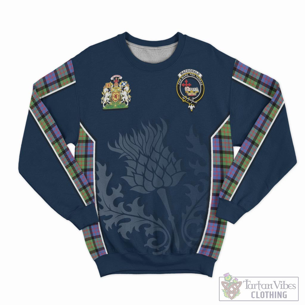 Tartan Vibes Clothing MacDonald Ancient Tartan Sweatshirt with Family Crest and Scottish Thistle Vibes Sport Style