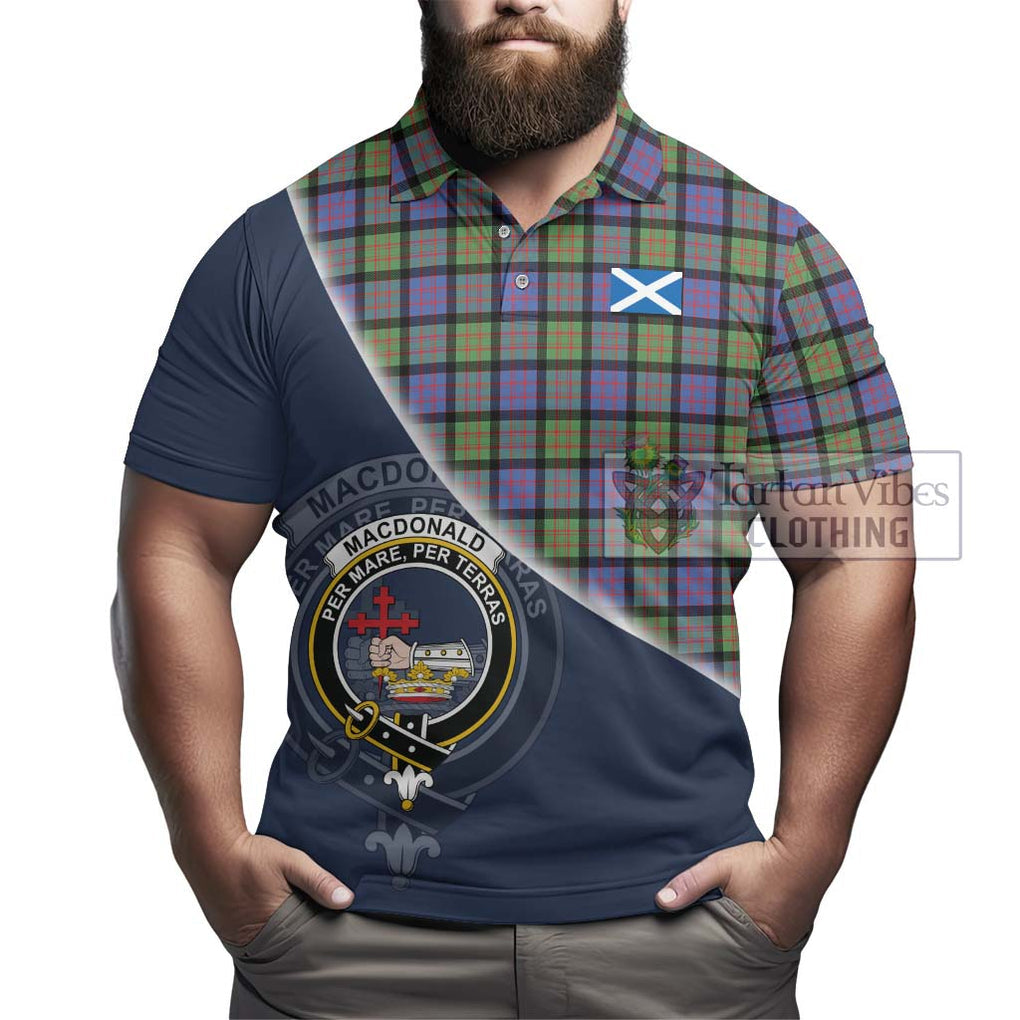 MacDonald Ancient Tartan Polo Shirt with Personalised National Flag and Family Crest Half Style - Tartanvibesclothing Shop